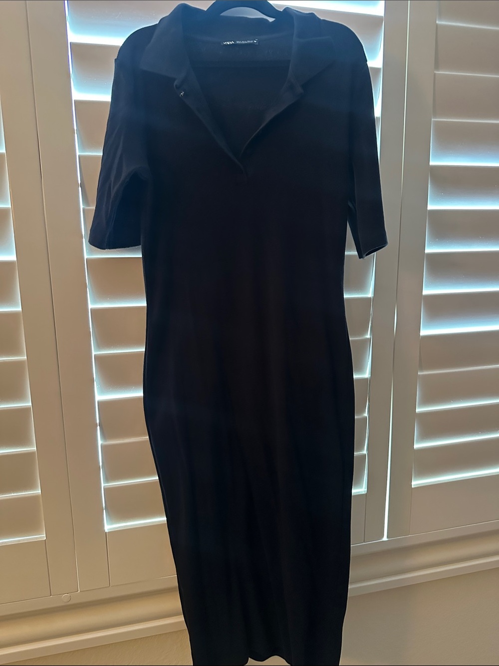 Zara Black Polo-Style Midi Dress